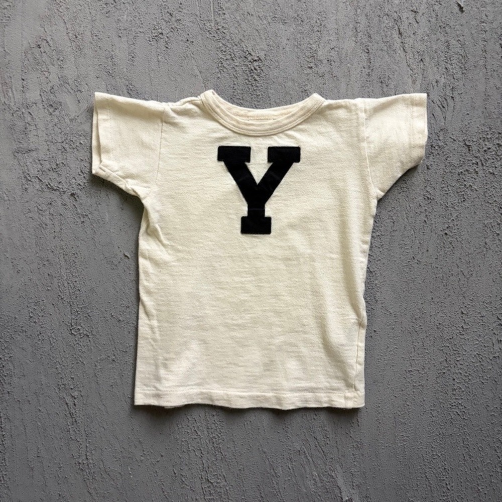 Denim & Dungaree T-Shirt Small 110CM White Varsity Baby Tee Japan